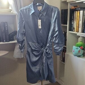 Cinq à Sept Vintage Blue Silk Mini Jersey Dress